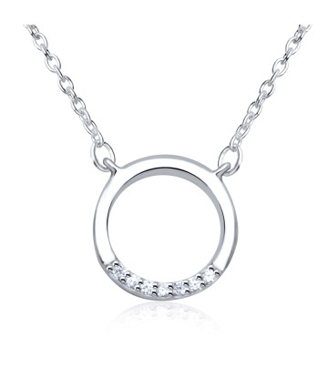 Round Loop with CZ Silver Necklace SPE-3237